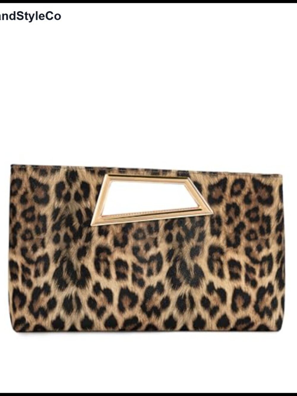 Vegan Leather Clutch Purse with Metallic Geo Top Handle
